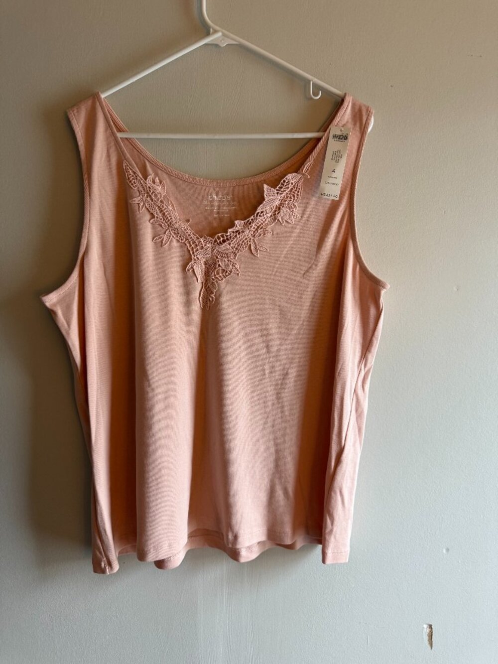 NWT Chico's Pima Lace Cami Tank Rose Petal Size 4 XXL